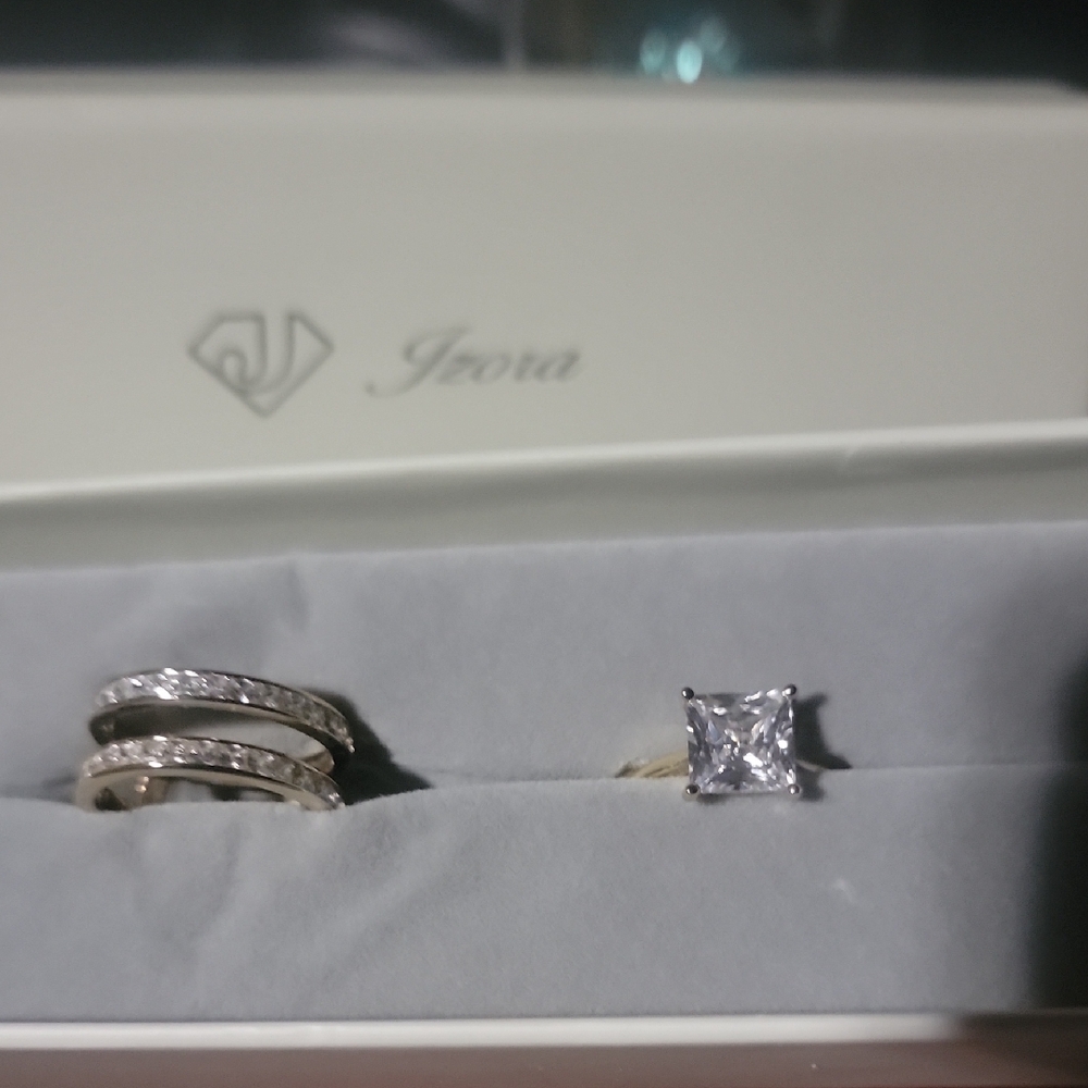 Silver and Gold Intricate Multi-Band and Solitaire Ring Set